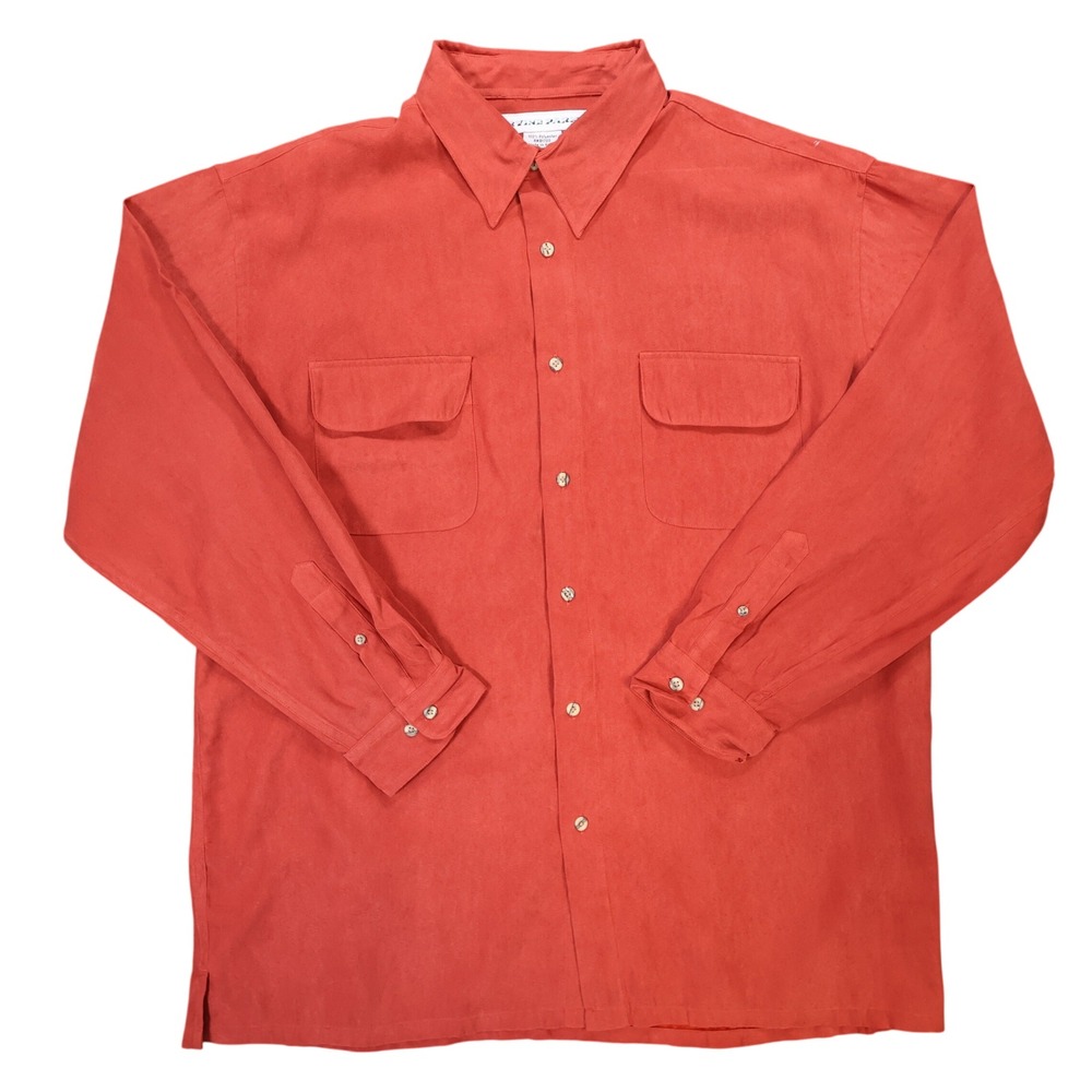 Irvine‎ Park Button Up Shirt Mens XLG Red Excellent Long Sleeve Faux Suede